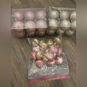 Pink, Gold and Champagne Shatterproof Christmas Ornaments - approx. 42 pieces